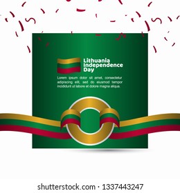 Lithuania Independence Day Flag Vector Template Design Illustration