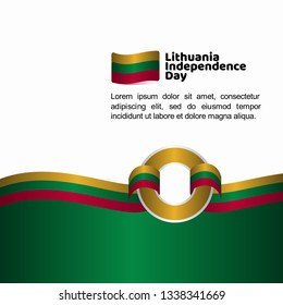 Lithuania Independence Day Flag Vector Template Design Illustration