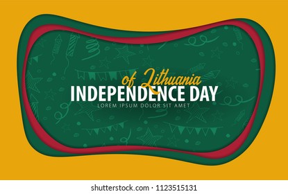 Lithuania. Independence day greeting card. Paper cut style