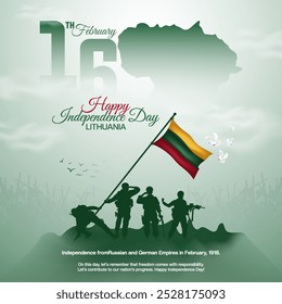 Lithuania Independence Day greeting card design for social media post