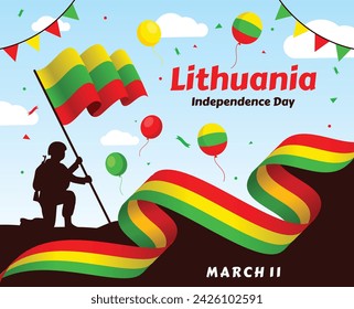 Lithuania Independence Day. Happy holiday, celebrated annual. Lithuanian flag Banner

