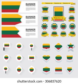 lithuania independence day, infographic, and label Set.