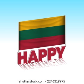 Día de la Independencia de Lituania. Simple bandera de Lituania y cartel en el cielo. 3 quinquies plantilla de letras. Mensaje de diseño de día especial listo.