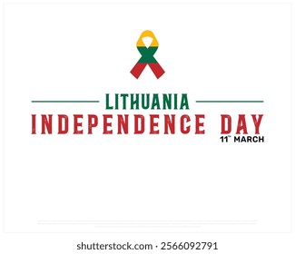 LITHUANIA Independence Day vector design on a white background with ribbon flag, Typographic Design of LITHUANIA Independence Day, Ribbon of LITHUANIA, Vector design of Lithuania national day 