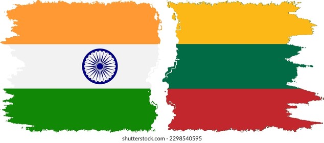 Conexión de banderas de grifo lituanas e indias, vector