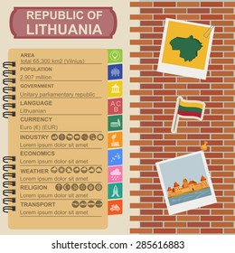Lithuania info graphics, statistical data, sights. Vector illustration