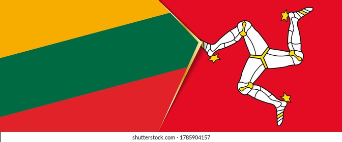 Lithuania and Isle of Man flags, two vector flags symbol of relationship or confrontation.