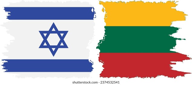 Lithuania and Israel grunge flags connection, vector