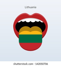 Lithuania language. Abstract human mouth. Vector illustration.
