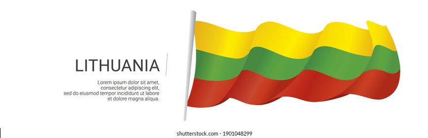 Lithuania Lithuanian wavy flag on white isolated background vector