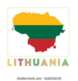 Lithuania Logo. Map of Lithuania with country name and flag. Awesome vector illustration.