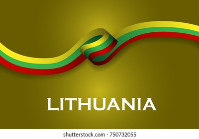 Lithuania luxury style flag ribbon classic style. Vector Illustration