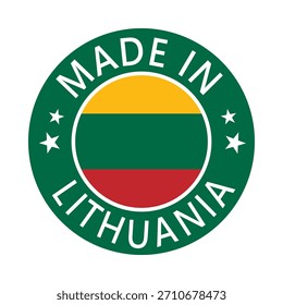 Lithuania Made in Stamp in circle with flag Vector template on white background