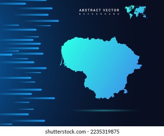 Lithuania map with abstract blue background technology.