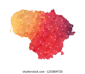 Lithuania Map - Abstract geometric rumpled triangular low poly style gradient graphic on white background , line dots polygonal design for your . Vector illustration eps 10.