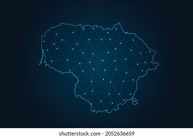 lithuania map , Abstract mash line and point scale on dark Background for your web site design map logo, app, ui,Travel. Ilustración vectorial eps 10.