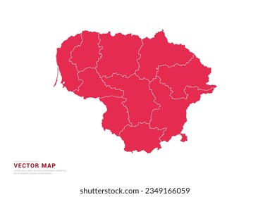 Lithuania Map - abstract style red isolated on white background for infographic, design vector.