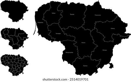 LITHUANIA MAP with its administrative divisions and regions