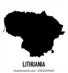 Lithuania Map - black World Map International vector template with High detailed isolated on white background - Vector