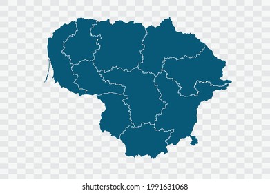 Lithuania map blue Color on Backgound png