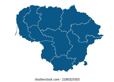 Lithuania Map Blue Color On White Stock Vector (Royalty Free ...