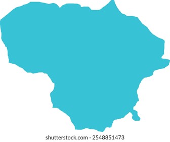 Mapa da Lituânia em Azul, Mapa do país, Lituânia, Mapa da fronteira, Linha de fronteira da Lituânia, Mapa geográfico