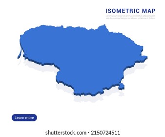 Lithuania map blue isolated on white background with 3d isometric vector illustration.