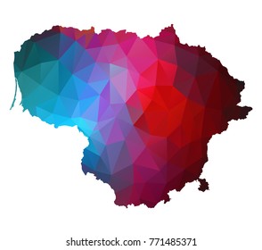 lithuania map. Blue and Red polygonal shape vector illustration on white background. Vector illustration eps 10.