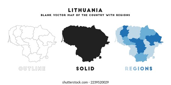 Lithuania map. Borders of Lithuania for your infographic. Vector country shape. Vector illustration.