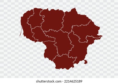 Lithuania Map burnt brown Color on White Background quality files Color (701205) png
