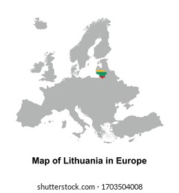 Lithuania map colored with flag colors in Europe isolated vector illustration