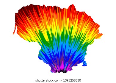 Lithuania - map is designed rainbow abstract colorful pattern, Republic of Lithuania map made of color explosion,
