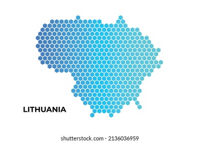 Lithuania map digital hexagon shape on white background vector illustration 