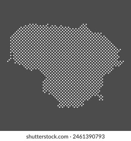 Lithuania map dot on gray background.  Dotted map of Lithuania for your web site design, app, UI. Vector eps 10.