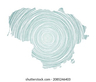 Lithuania map filled with concentric circles. Sketch style circles in the shape of the country. Vector Illustration.