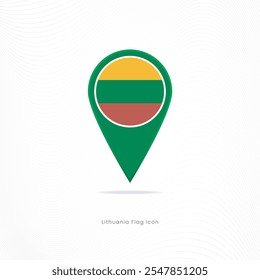 Icono de la bandera del mapa de Lituania, Icono de la bandera del mapa del Pin de Lituania