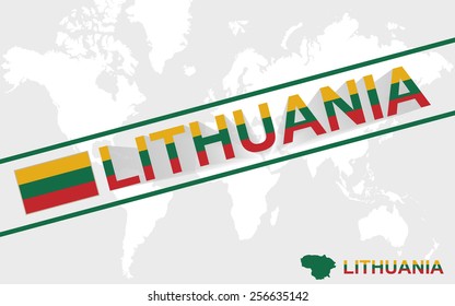 Lithuania map flag and text illustration, on world map