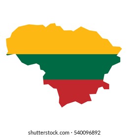 Lithuania map and flag in white background