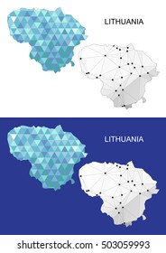 Lithuania map in geometric polygonal style. Abstract gems triangle.