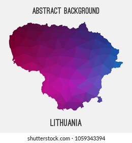 Lithuania map in geometric polygonal,mosaic style.Abstract tessellation,modern design background,low poly. Geometric cover, mockup. Vector illustration.