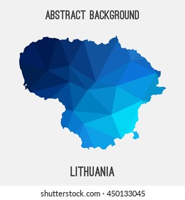 Lithuania map in geometric polygonal,mosaic style.Abstract tessellation,modern design background,low poly. Vector illustration.