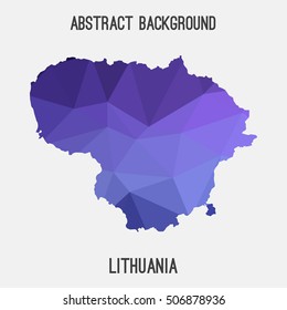 Lithuania map in geometric polygonal,mosaic style.Abstract tessellation,modern design background,low poly. Vector illustration.