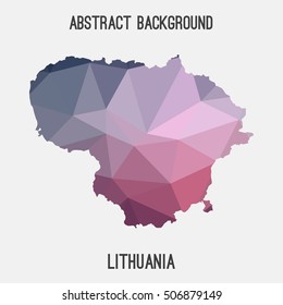 Lithuania map in geometric polygonal,mosaic style.Abstract tessellation,modern design background,low poly. Vector illustration.
