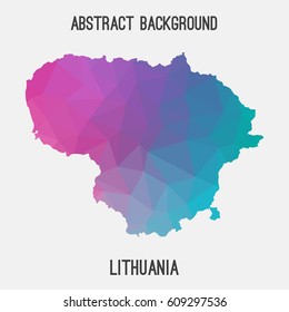 Lithuania map in geometric polygonal,mosaic style.Abstract tessellation,modern design background,low poly. Vector illustration.