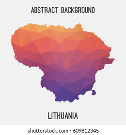 Lithuania map in geometric polygonal,mosaic style.Abstract tessellation,modern design background,low poly. Vector illustration.