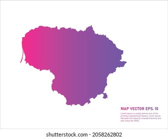 Lithuania map gradient color . on white background. 