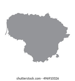 Lithuania map in gray on a white background