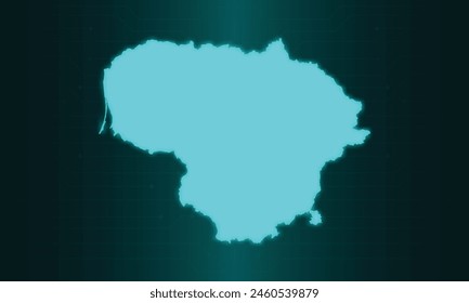 Lithuania Map with Green Circuit Technology Style.