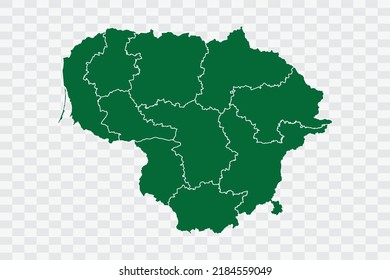 Lithuania Map green Color on White Background quality files Png