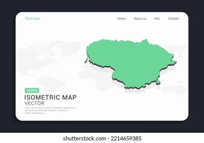 Lithuania map green on white background with isometric vector.